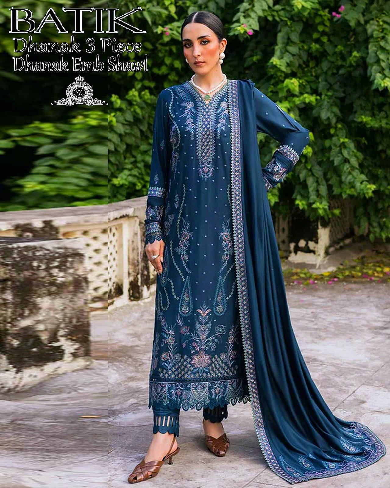 Dhanak embroidered luxury unstitched 3pc suit